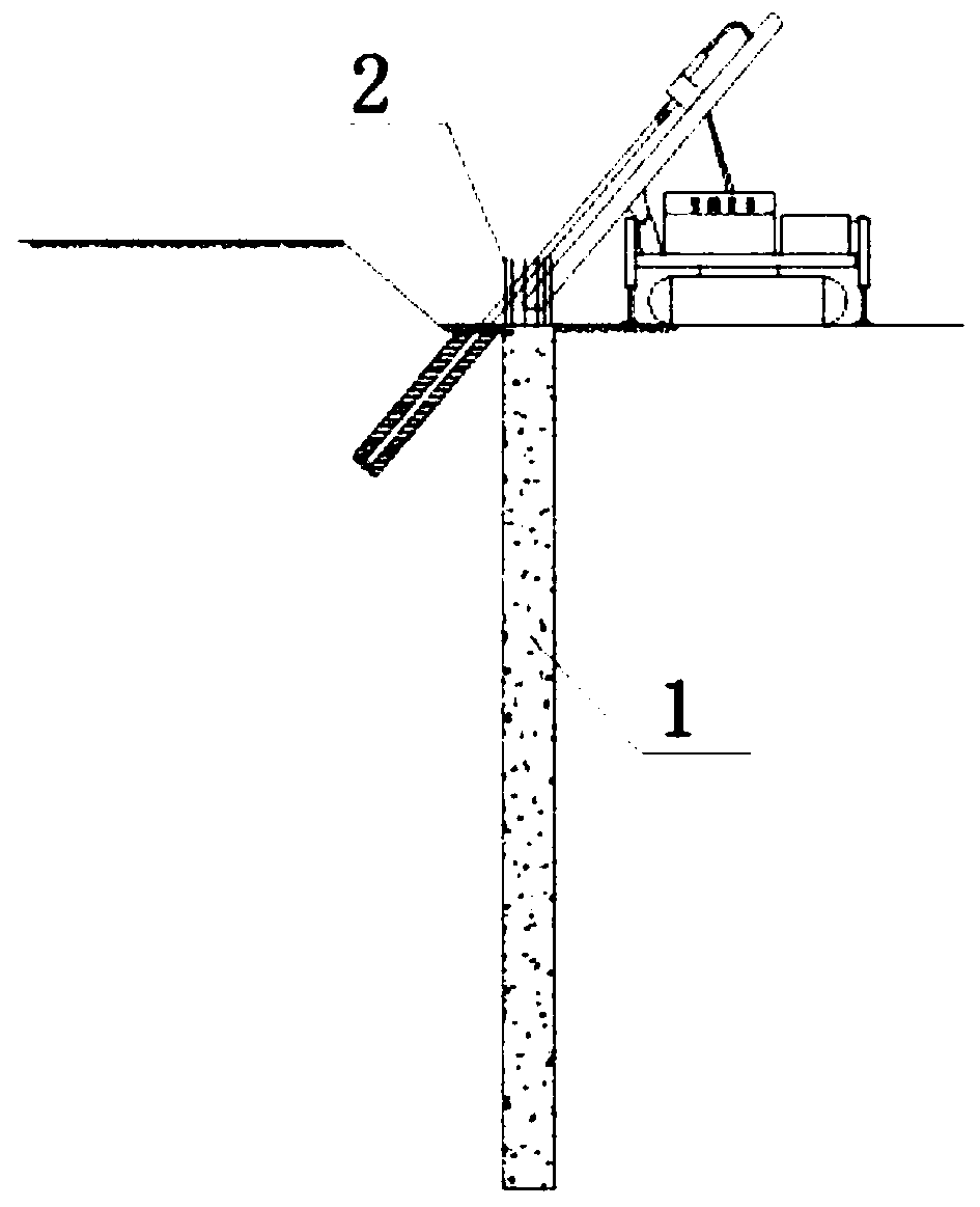 Construction method of foundation pit inclined support pile and auxiliary tool thereof