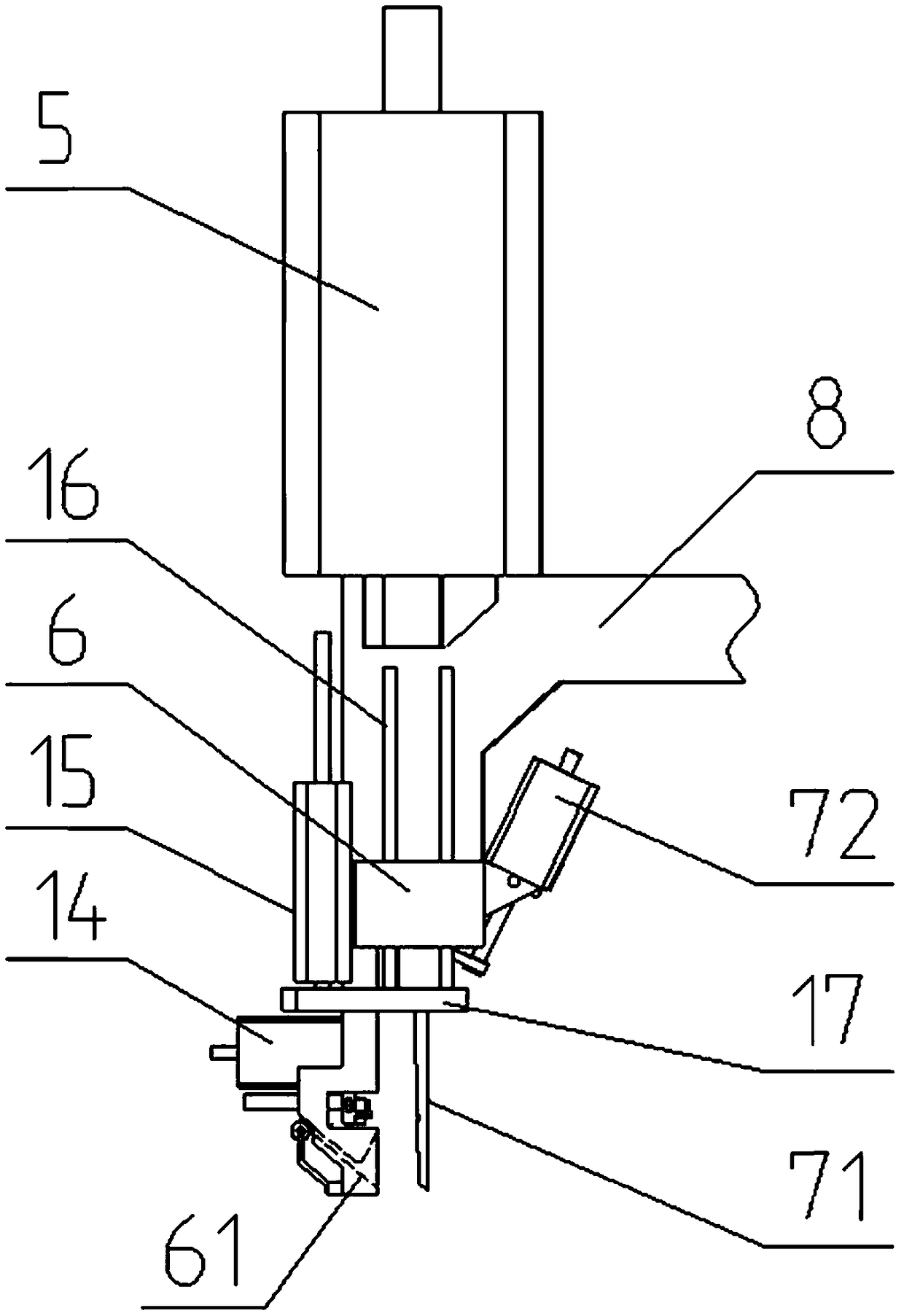 Swinging rotating drawstring cutting device for automatic buckle threading machine