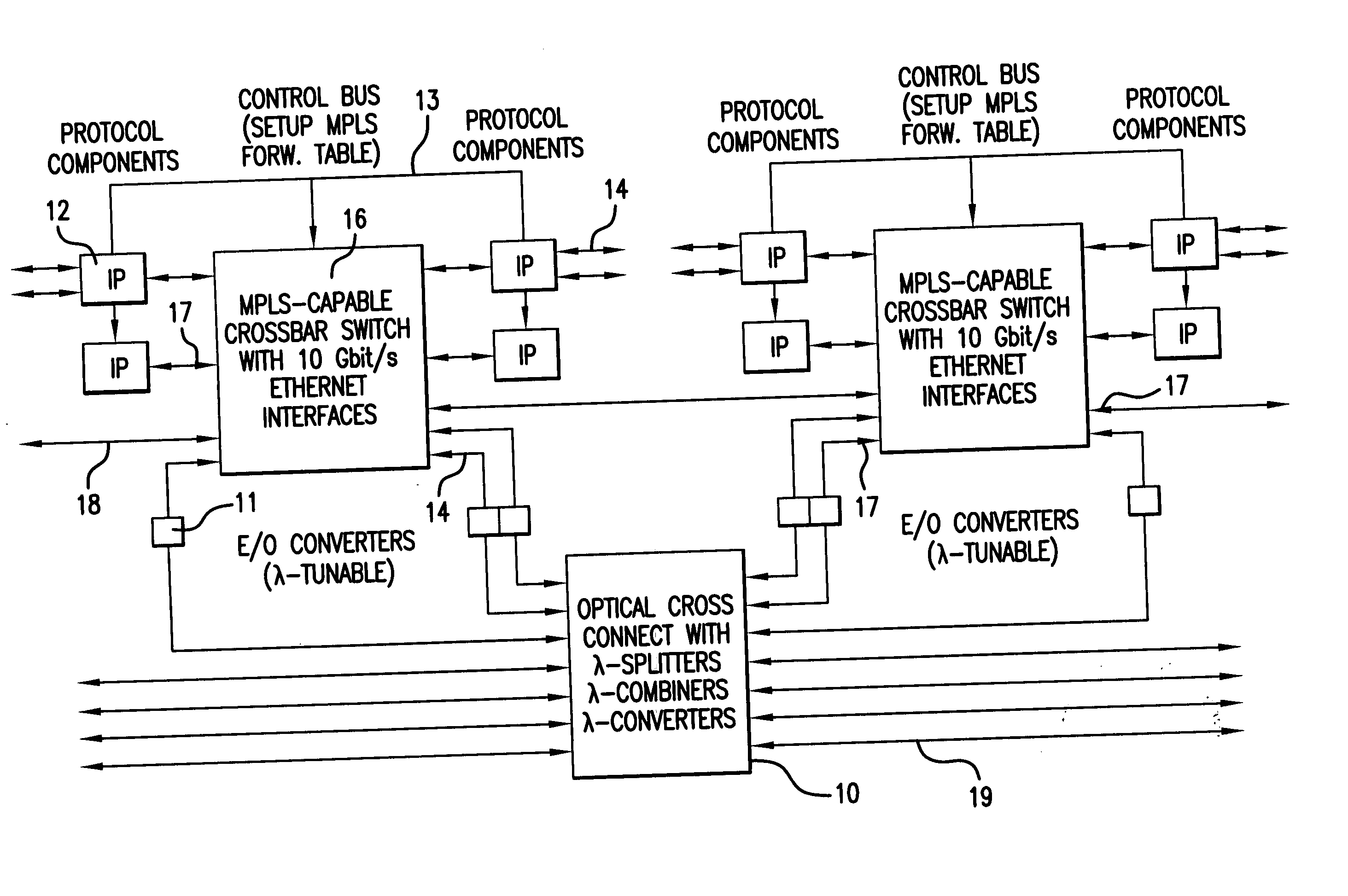 Device and method for transmitting a plurality of signals by means of multi-stage protocol processing