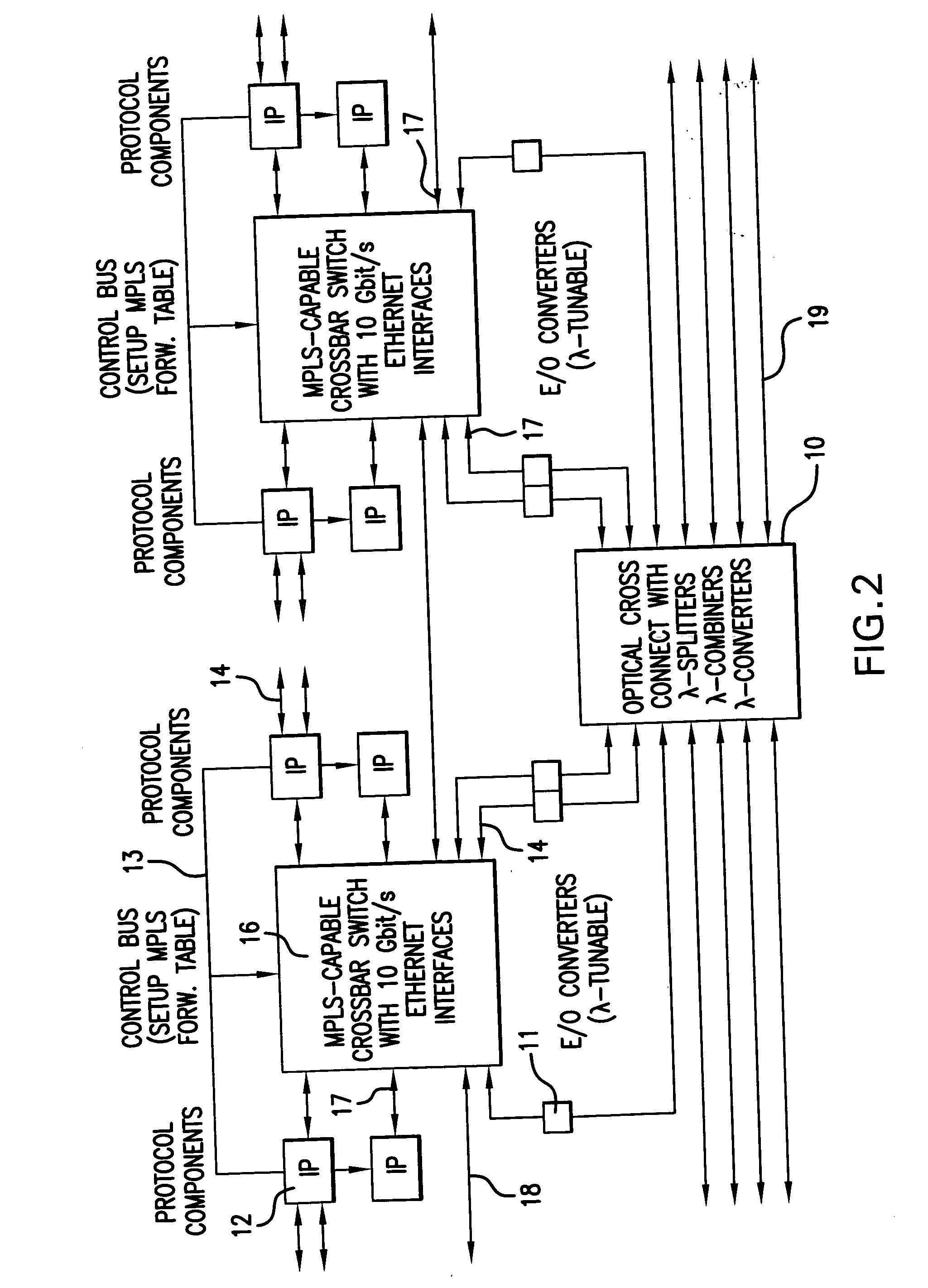Device and method for transmitting a plurality of signals by means of multi-stage protocol processing