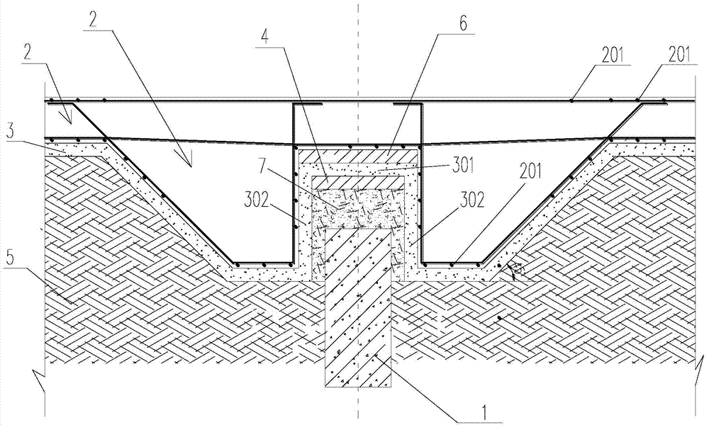 Decompression and shock absorption structure between ballast bed and ground beam