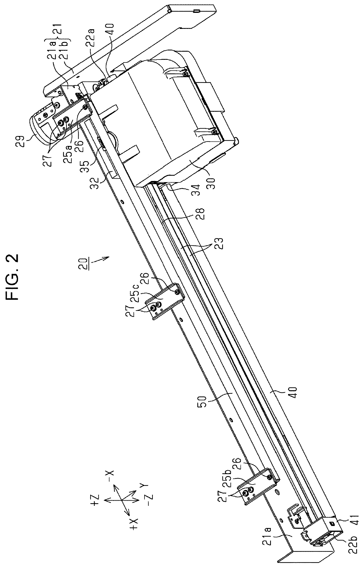 Moving body support apparatus and printing apparatus