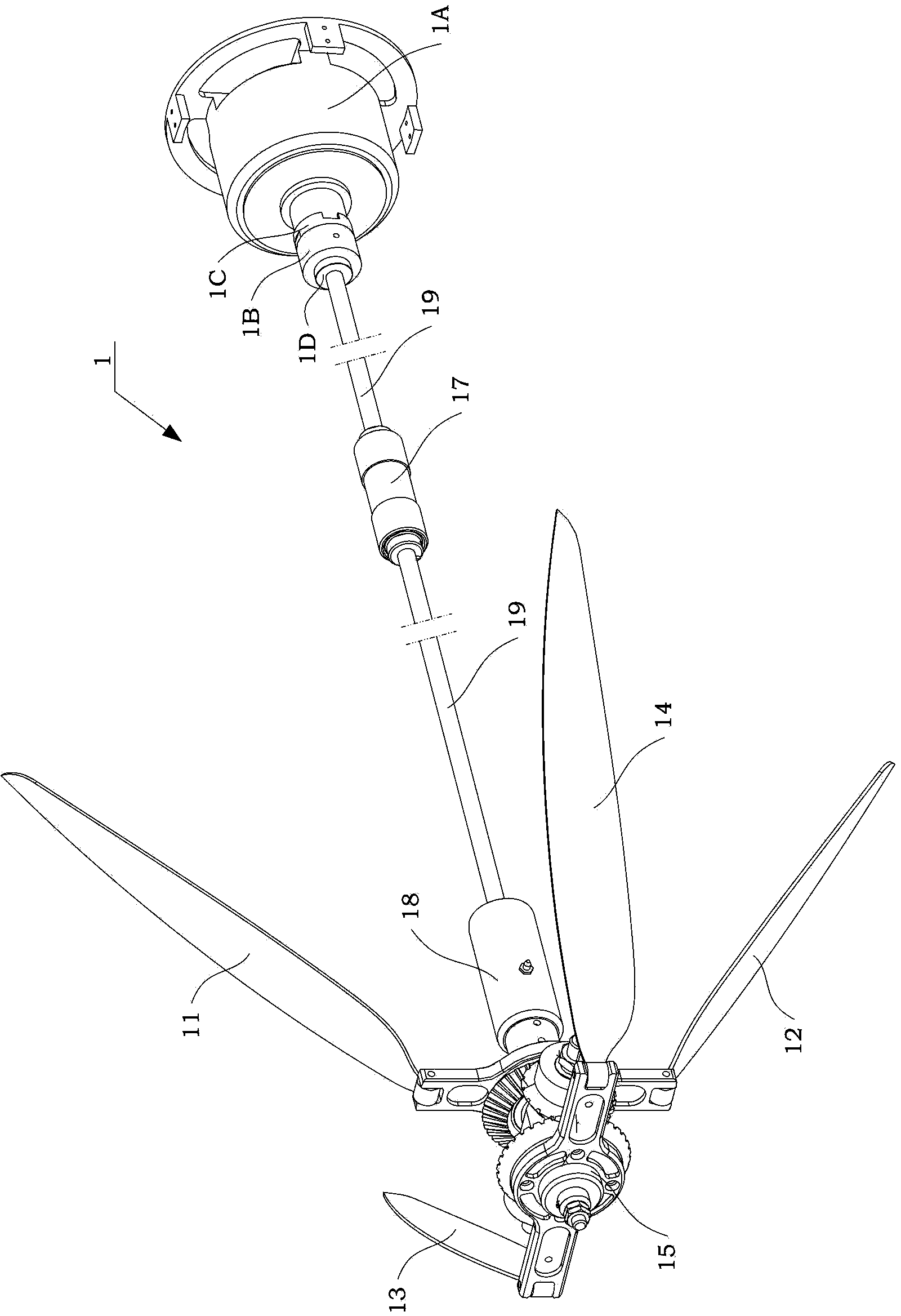 Aerial propelling device suitable for amphibious unmanned aerial vehicle