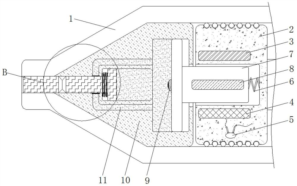 Extrusion device for plastic injection molding based on turbid liquid soft and hard state change