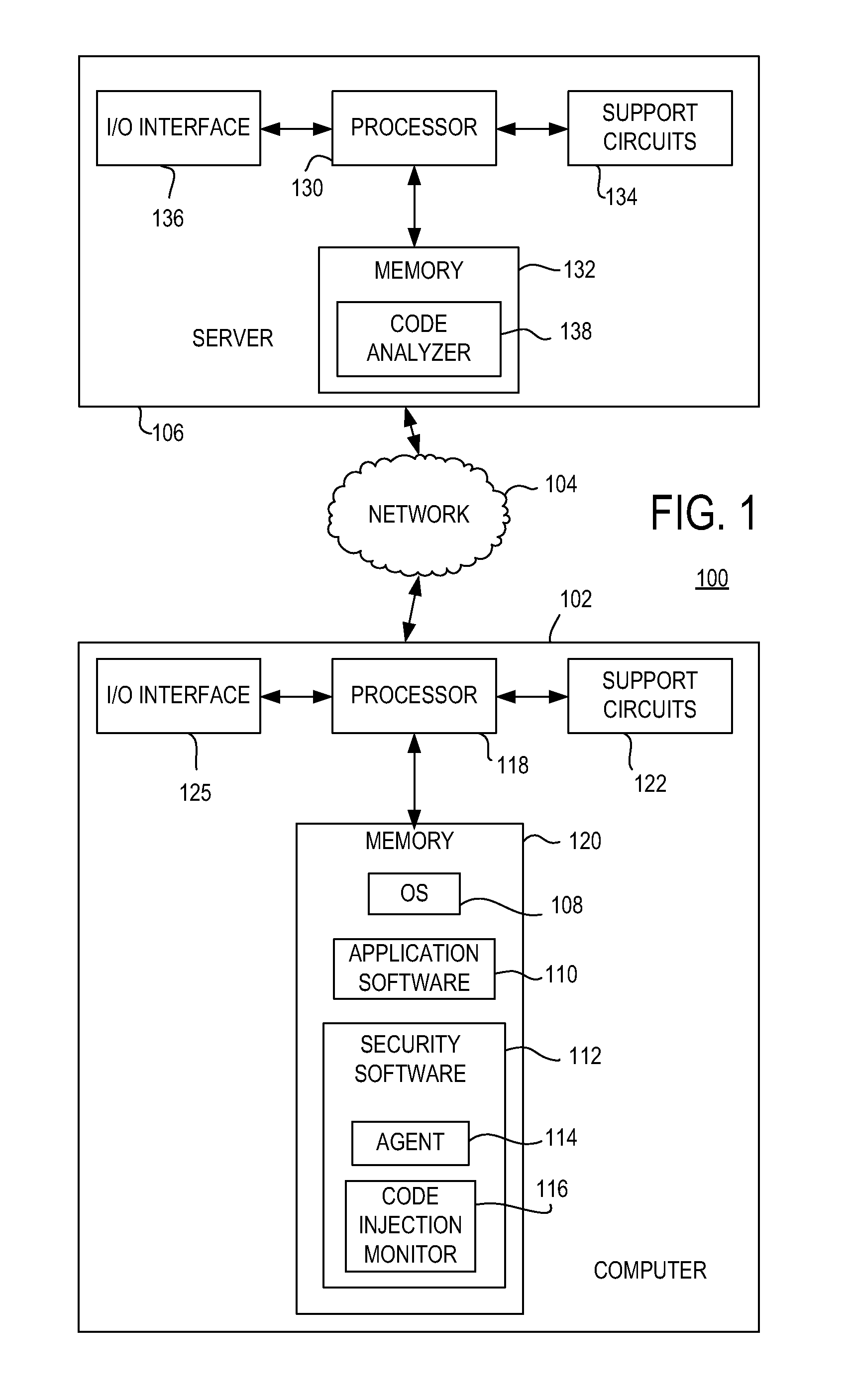 Method and apparatus for monitoring code injection into a process executing on a computer