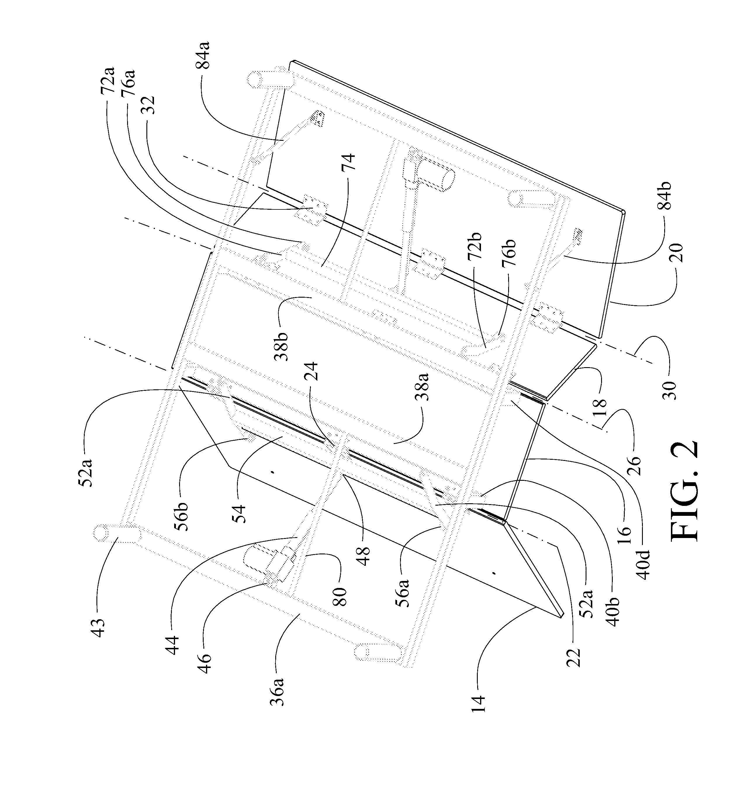 Articulating bed with simplified actuation