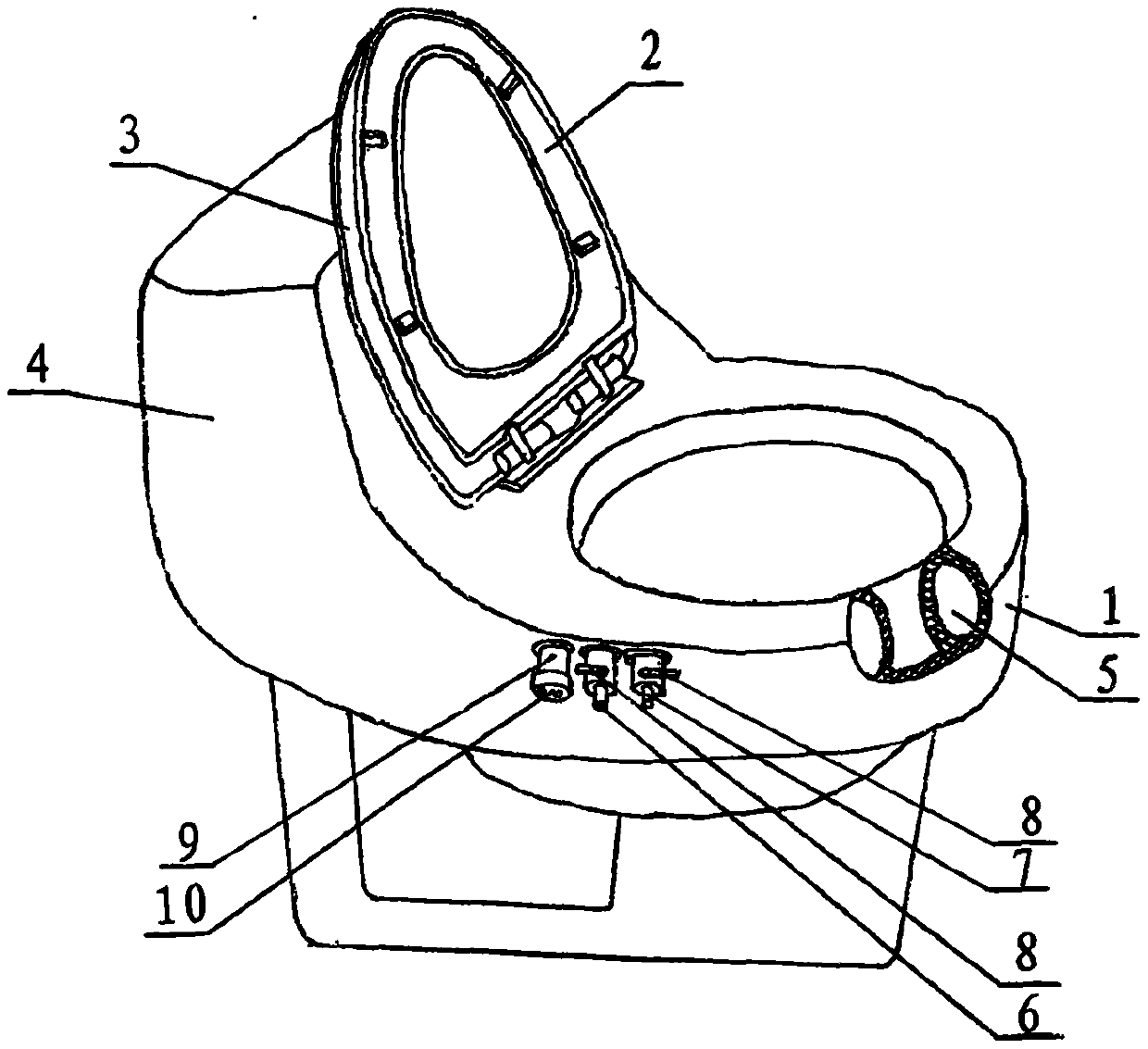 Heating device with inner annular cavity pipe on upper edge of closestool body