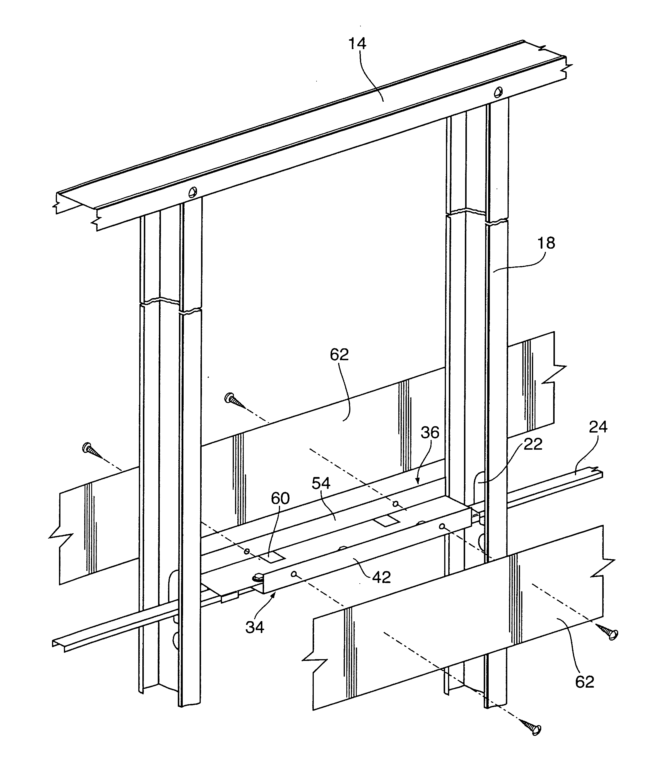 Load supporting blocking member for use in a metal stud wall