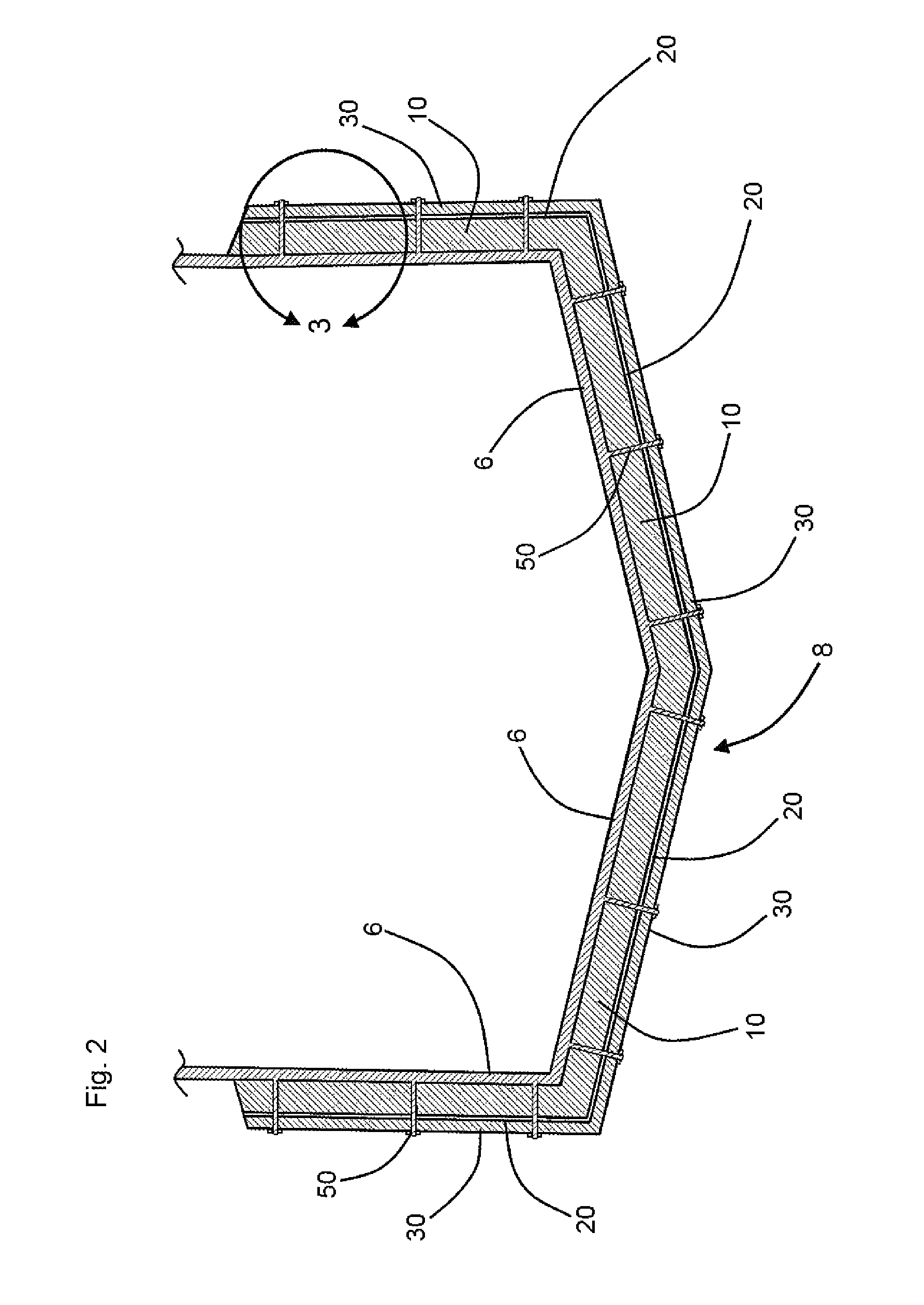 Assembly for armoring an amphibious vehicle against projectile penetrations