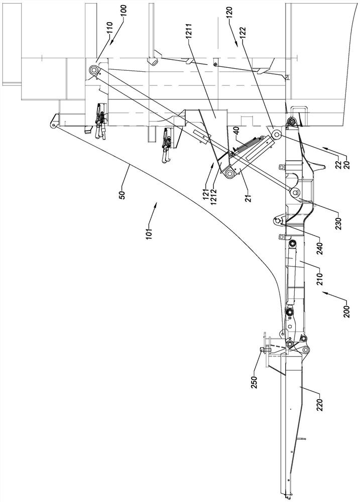 Marine stern ramp traction system and unfolding method thereof