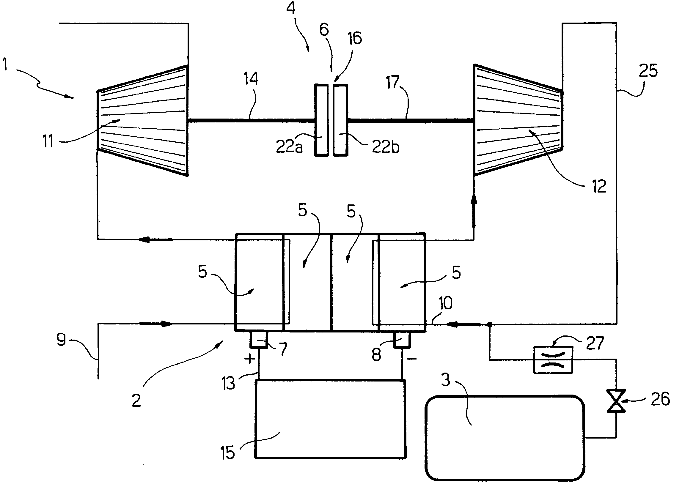 Recirculating assembly for a fuel cell system