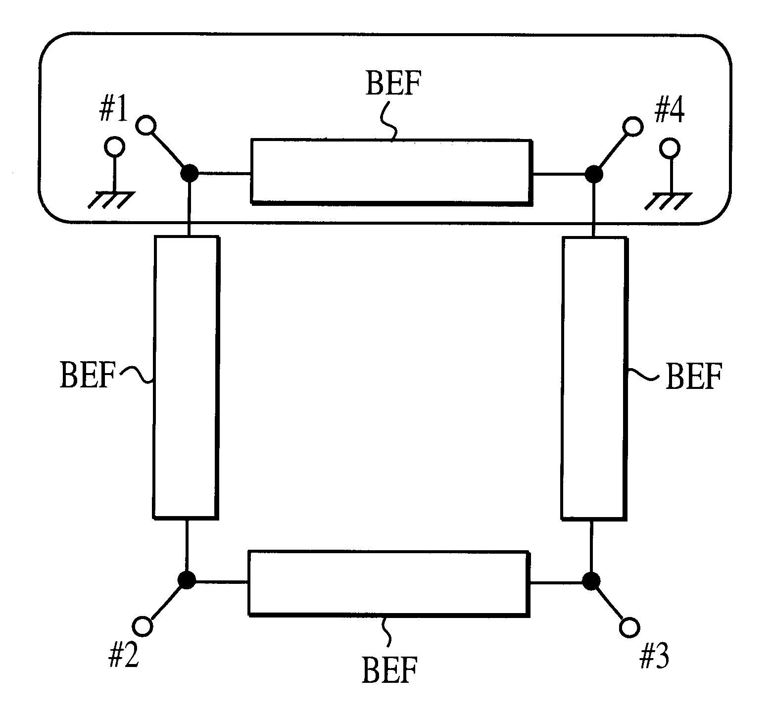 Communication device having a spurious wave blocking circuit formed of a plural fundamental pattern