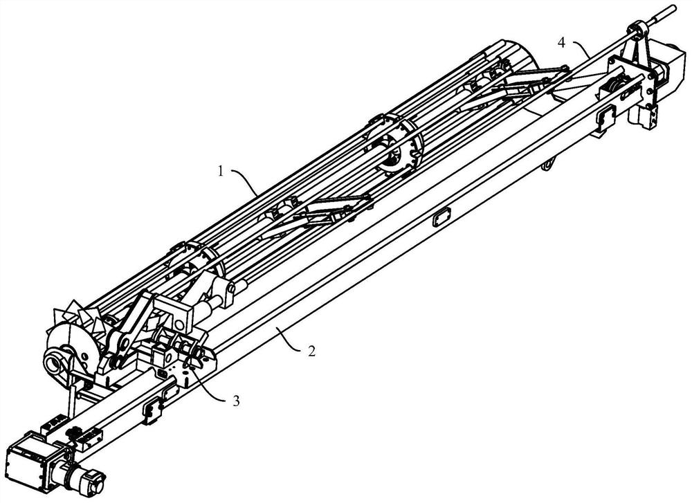 Anchor rod warehouse and operation arm of anchor rod trolley with anchor rod warehouse