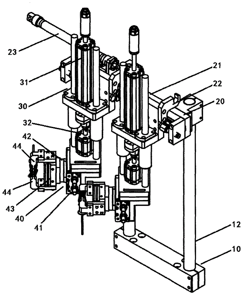 Material discharging mechanism of core column welding machine