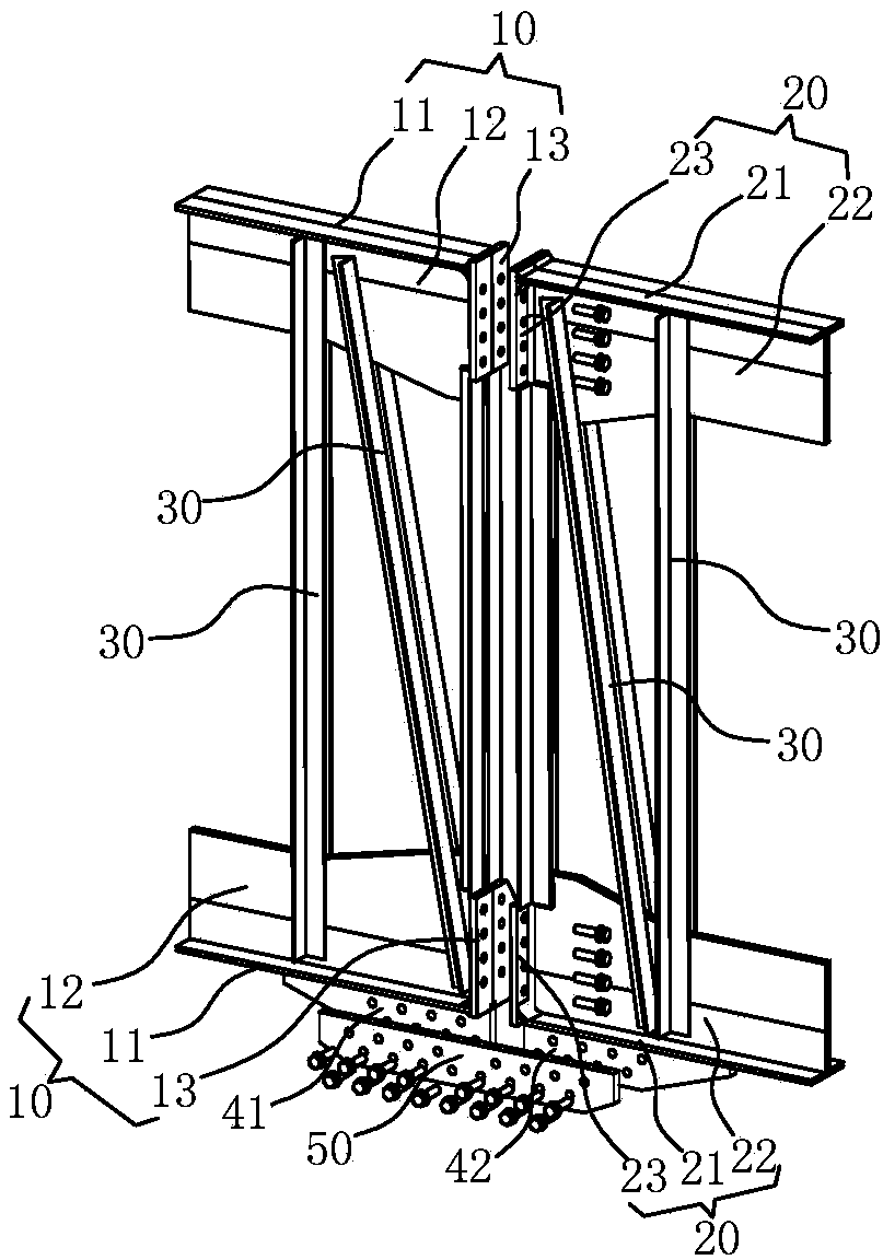 Overlap-connecting structure of escalator truss
