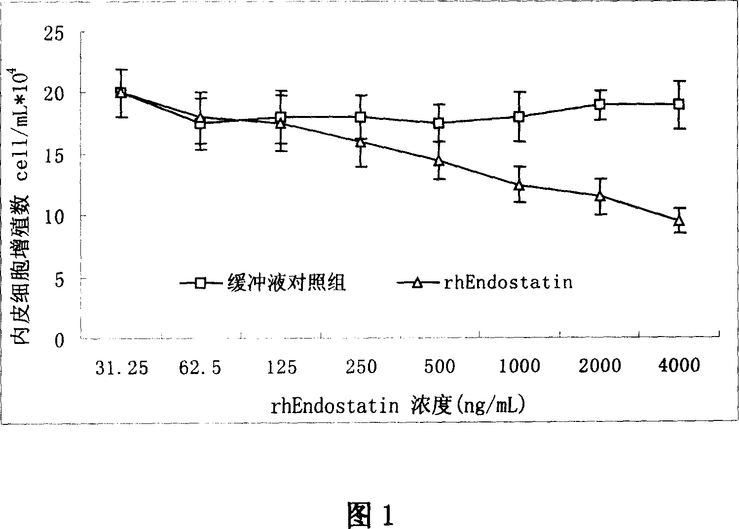 Quantitative measurement method of extracorporeal activity of recombinant human endostatin