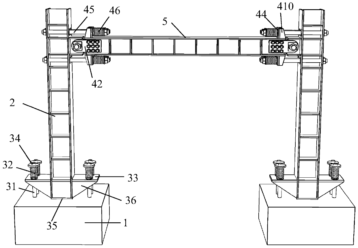 Self-resetting swing steel frame structure and construction method thereof
