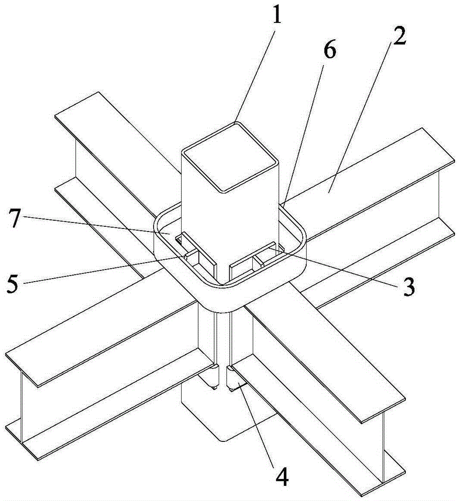 Clamping groove assembling type steel pipe column and steel beam connecting joint and construction method thereof
