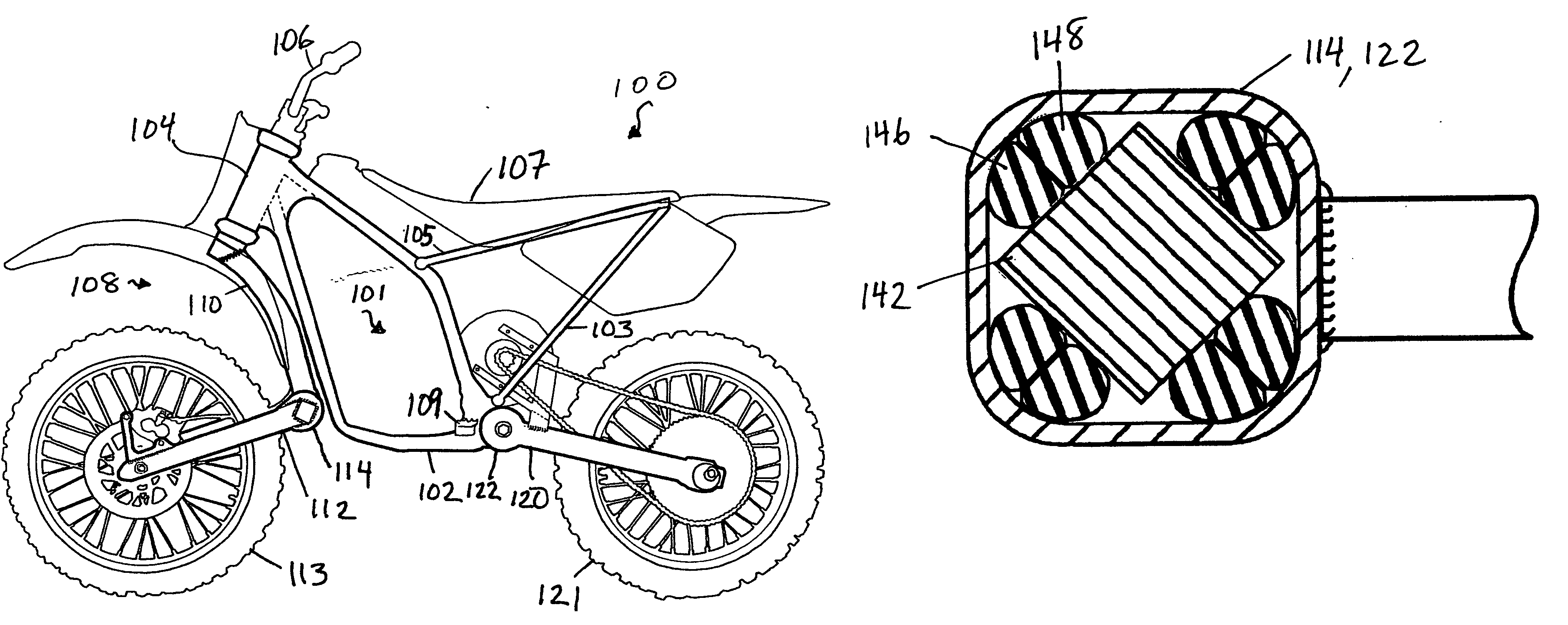 Motorcycle having torsion-acting shock absorption