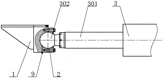 Spherical hinge structure for propulsion oil cylinder of hard rock heading machine
