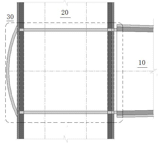 Double-line mining method subway tunnel inclined well entering main tunnel structure and process thereof