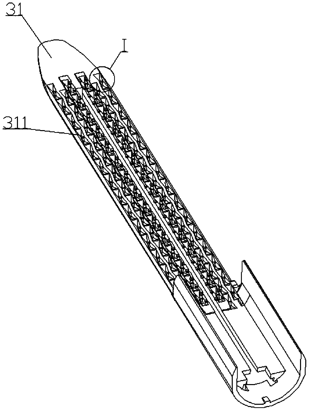 Nail anvil with nail guide structure and anastomat comprising nail anvil