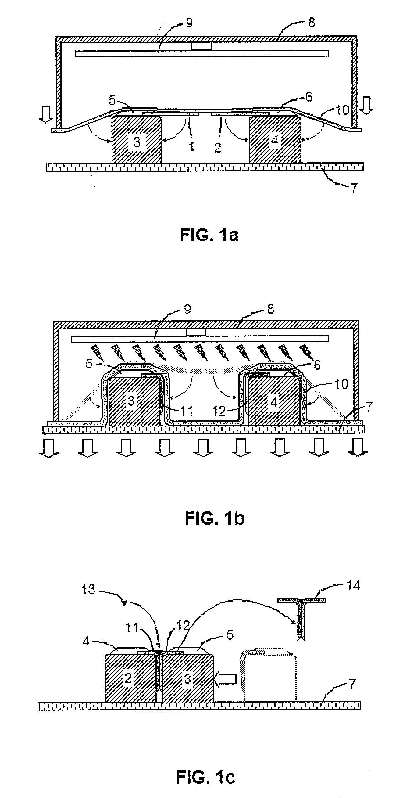 Device and method for the manufacture of elements in composite material