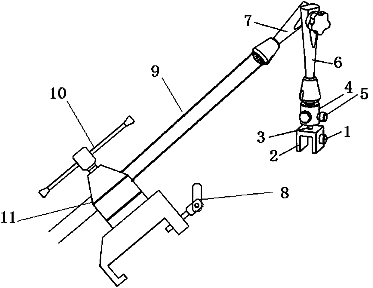 Hydraulic thoracoscope and laparoscope fixing support