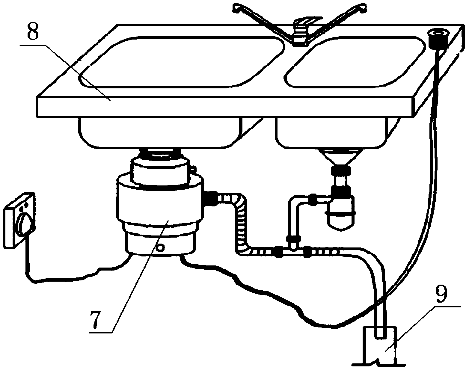 Anti-blocking kitchen garbage treatment device