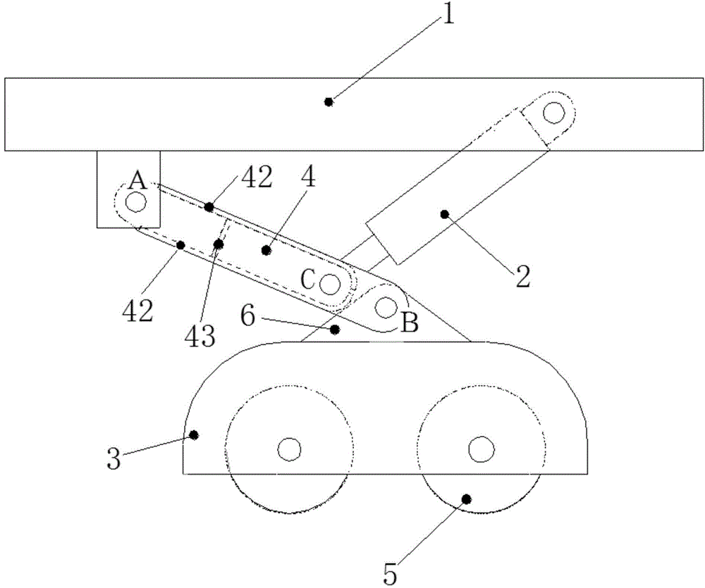 Supporting leg mechanism and bridge detection vehicle