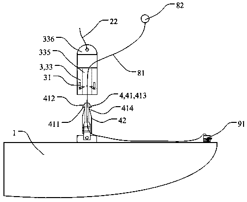 System and method for automatic unhooking and hooking by lifting and placing of unmanned ship