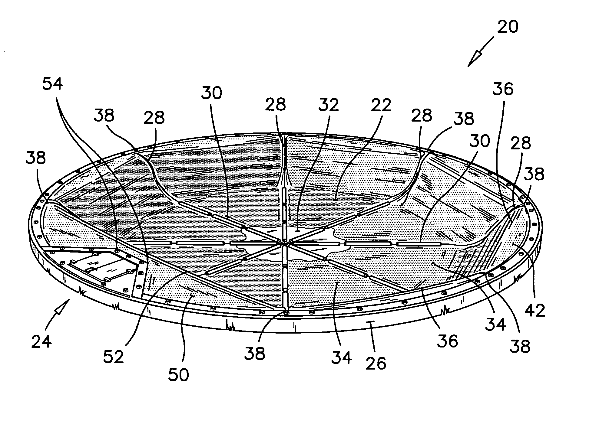 Membrane-covered reservoir having a hatchway therein
