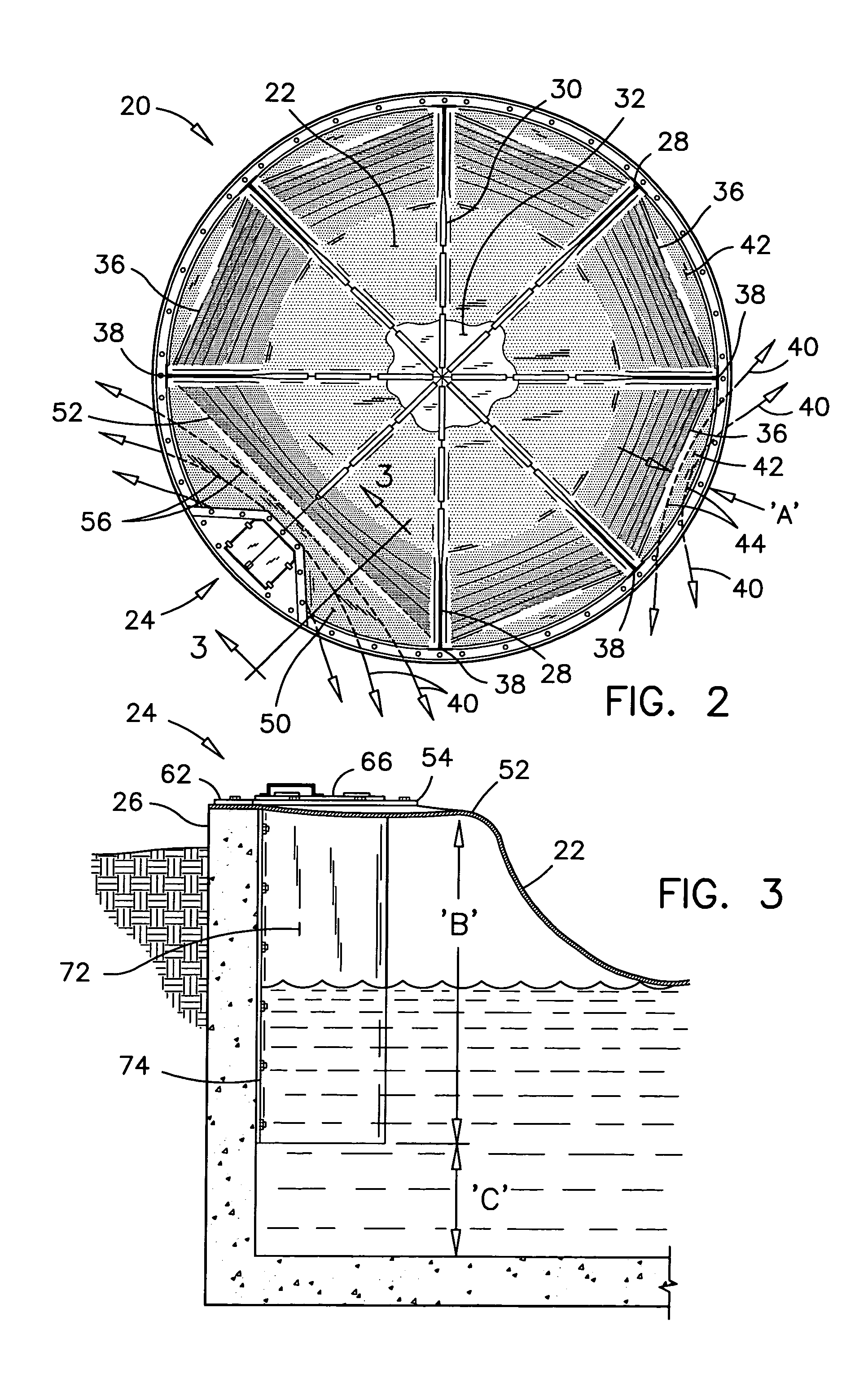 Membrane-covered reservoir having a hatchway therein