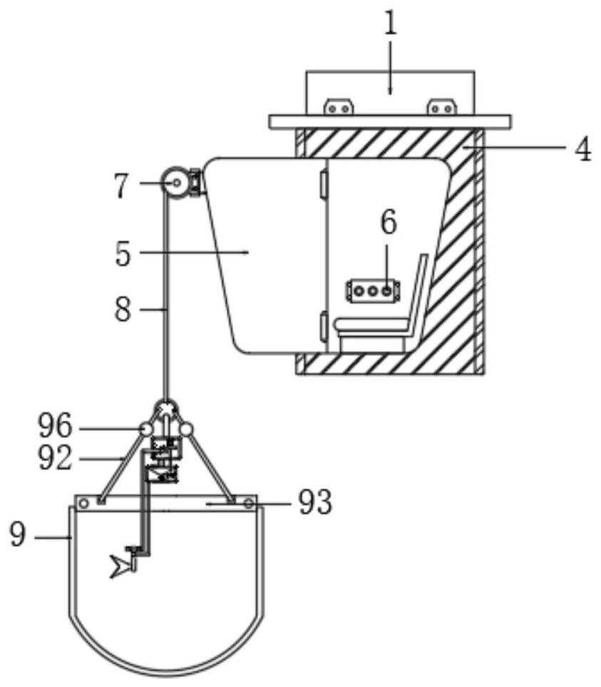 An attractive fishing amusement device with a mobile hoisting structure