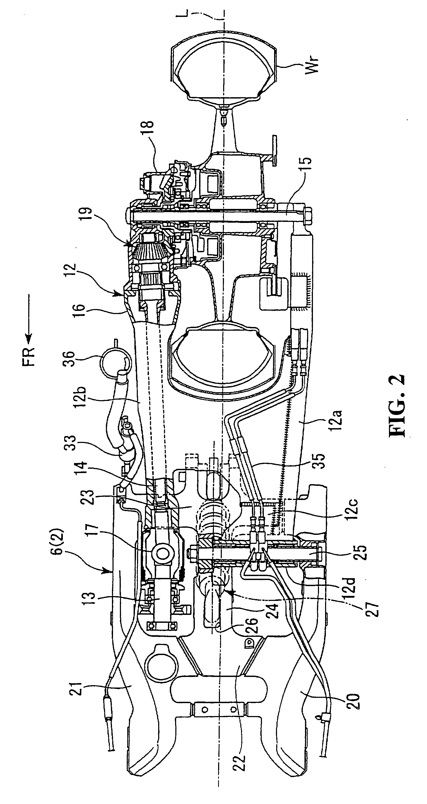 Support section structure for a swing arm