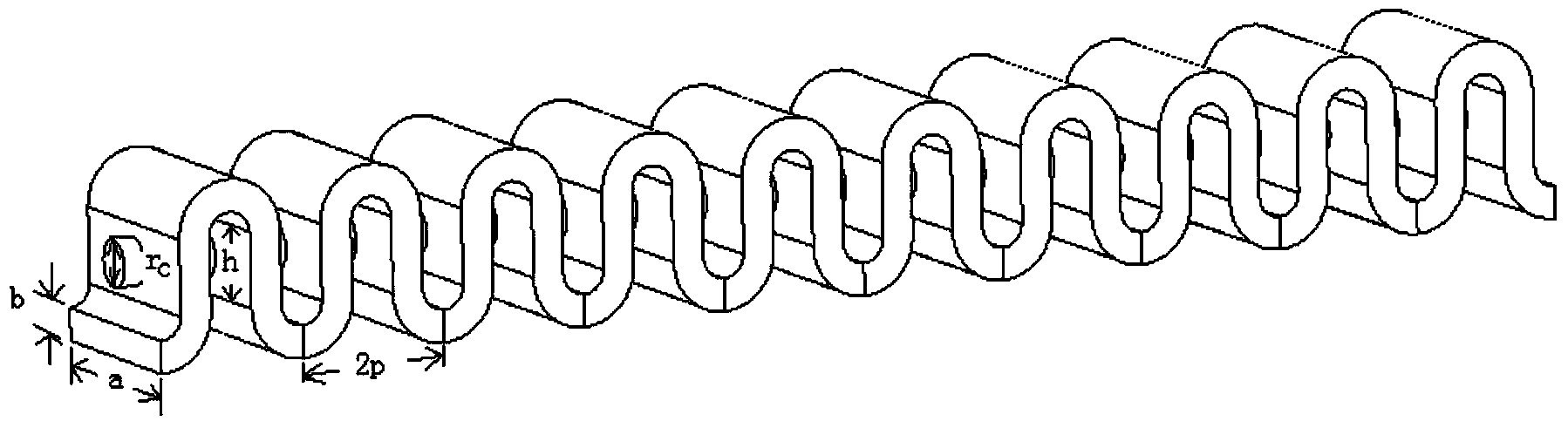 Arc-shaped curve boundary folding waveguide slow wave structure