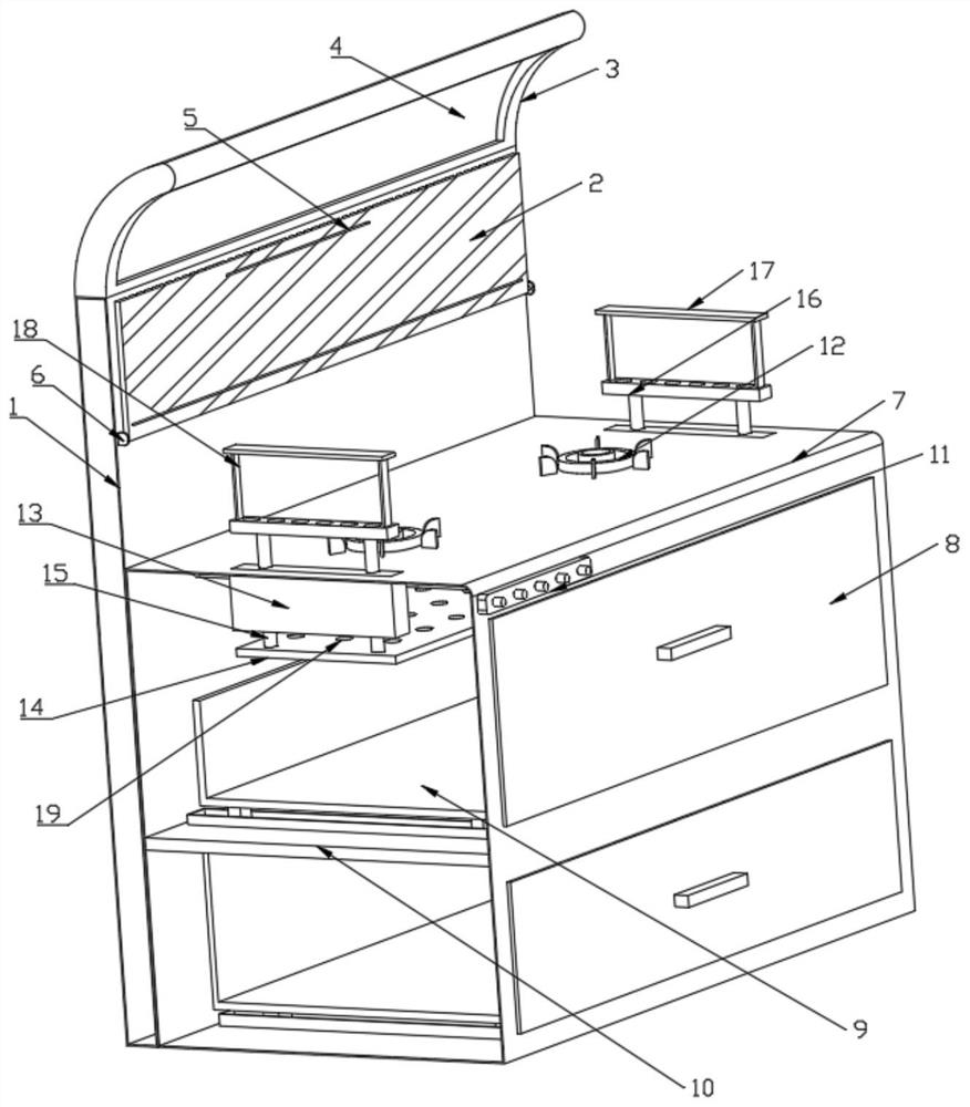 Integrated stove with hidden grill