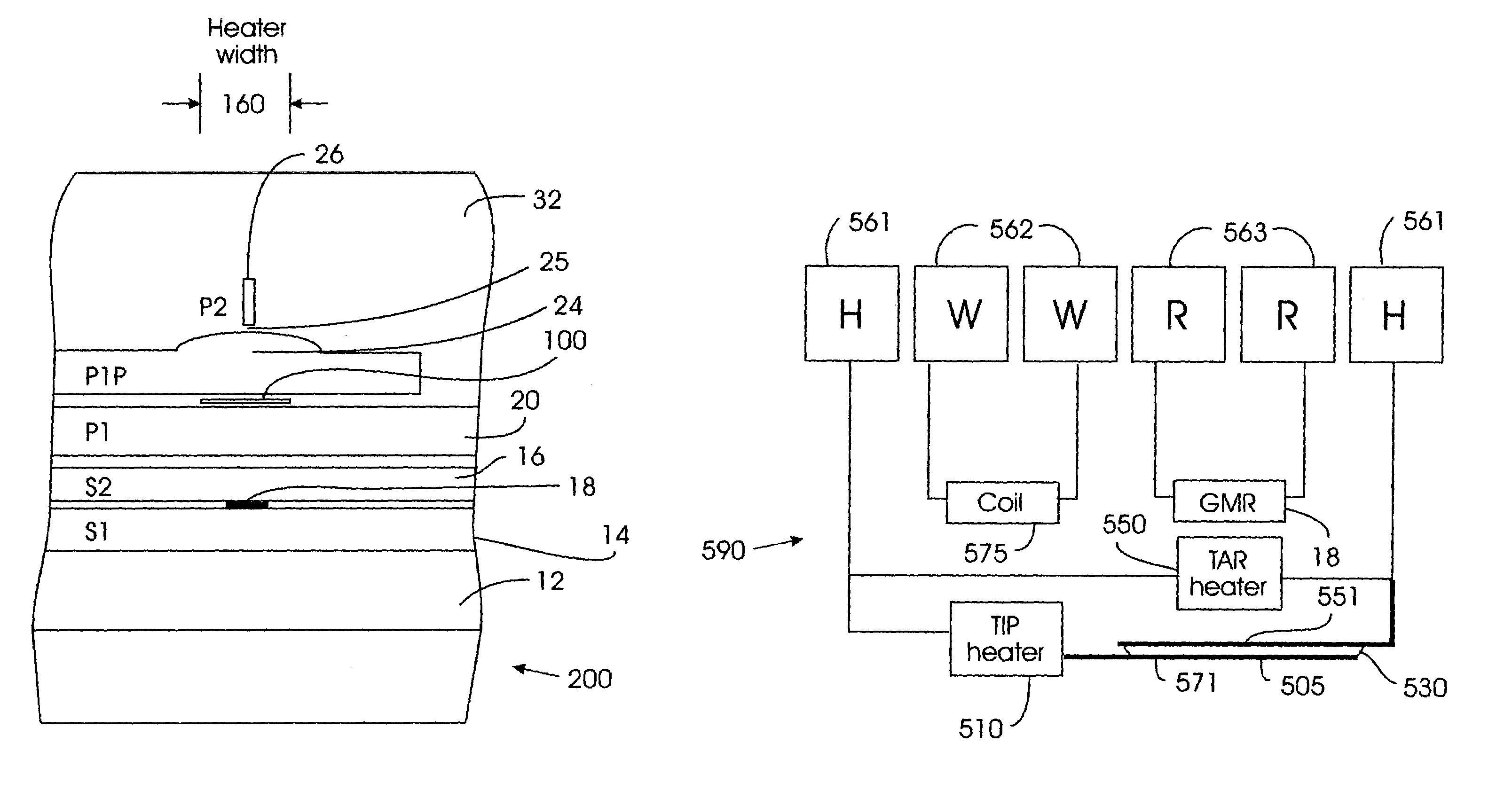 Magnetic recording head with heating device
