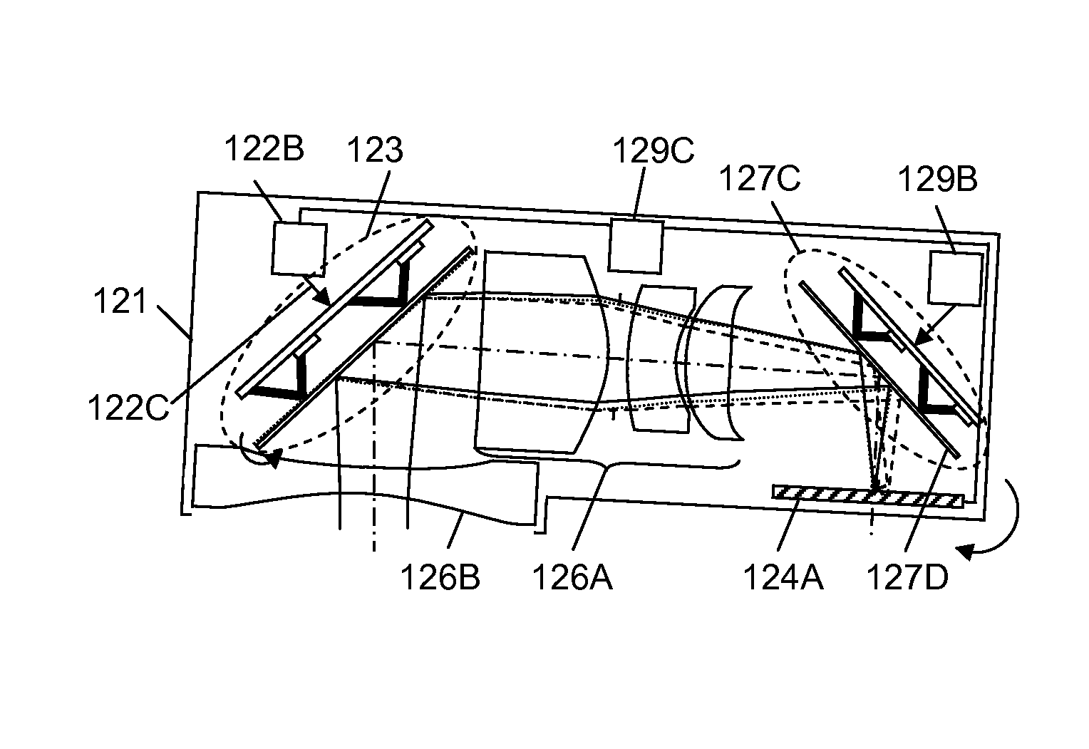 Optical system with optical image stabilization using a MEMS mirror