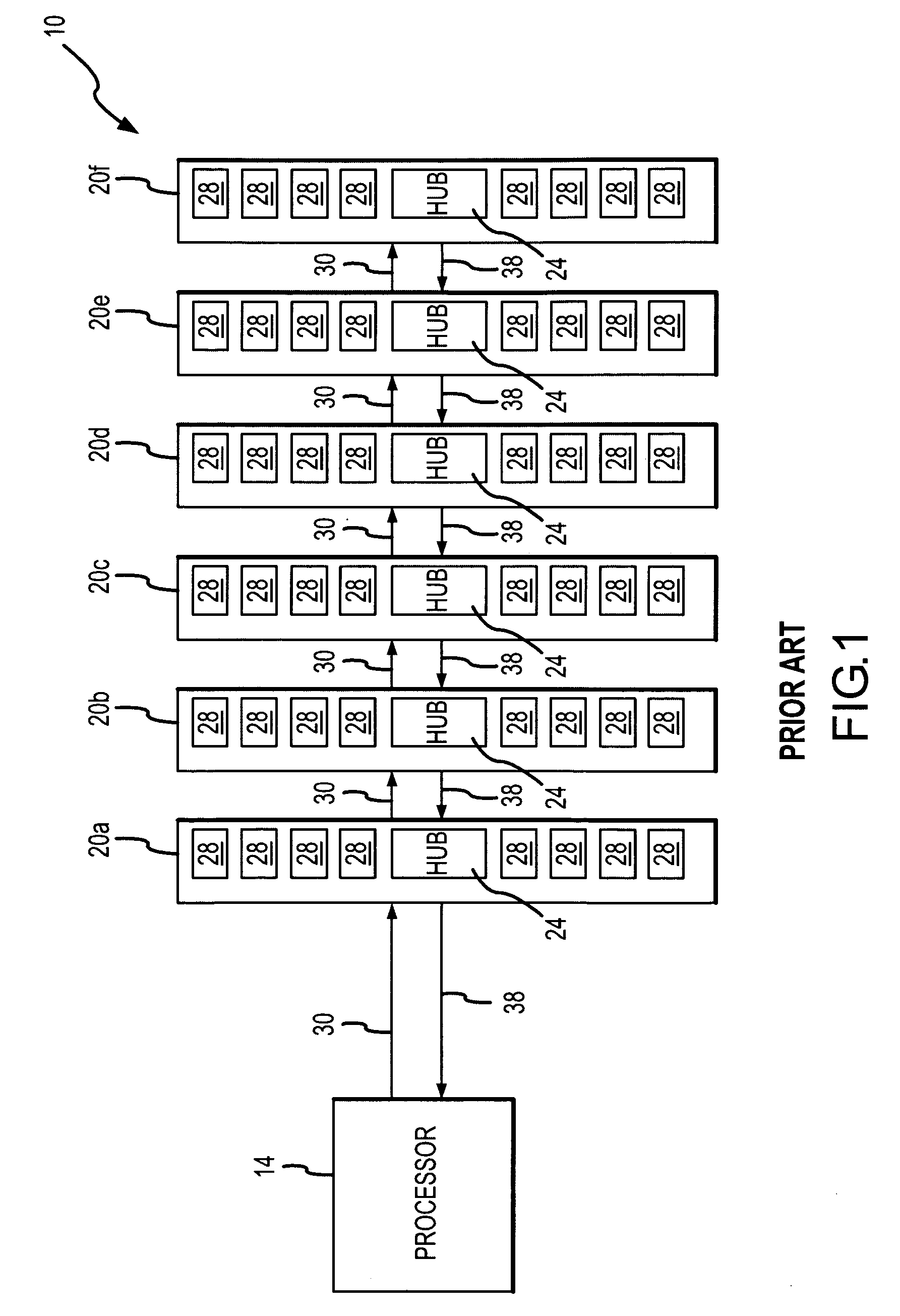 Multiple processor system and method including multiple memory hub modules