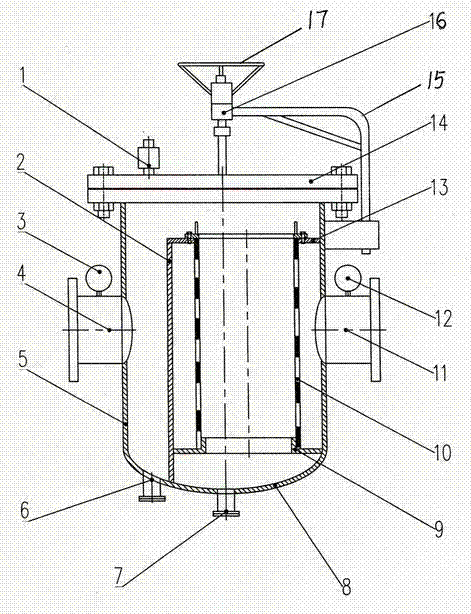 Basket type filter with diversion baffle plate