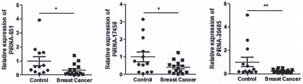 A group of piRNA biomarkers for early diagnosis of breast cancer and its application