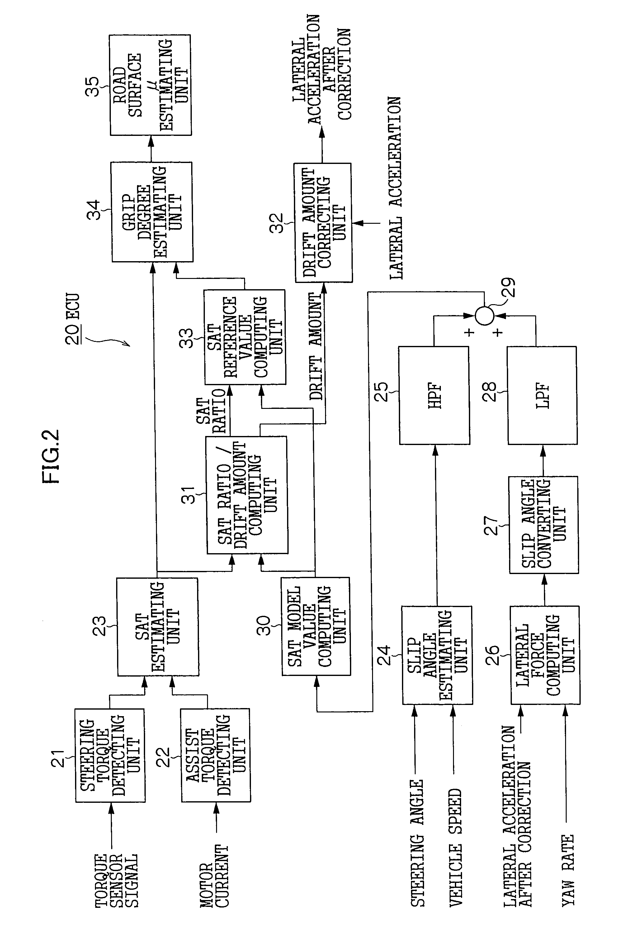 Device for estimating drift amount of lateral acceleration sensor, device for correcting output of lateral acceleration sensor, and device for estimating road surface friction state