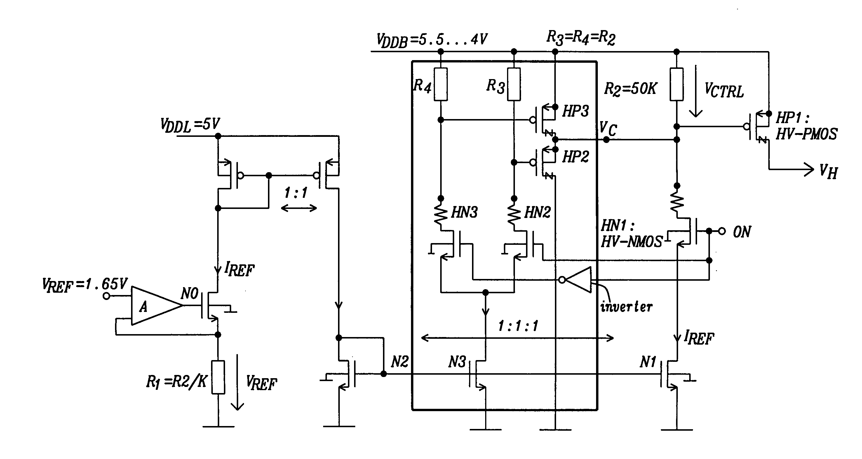 Rapid switchable HV P-MOS power transistor driver with constant gate-source control voltage