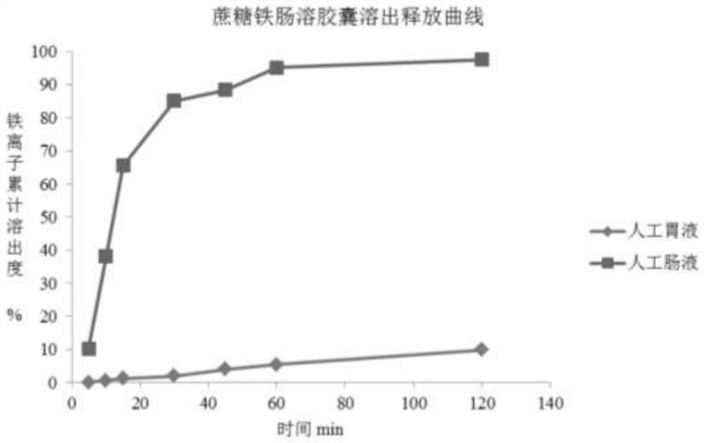 Iron-polysaccharide complex enteric capsule and preparation method thereof