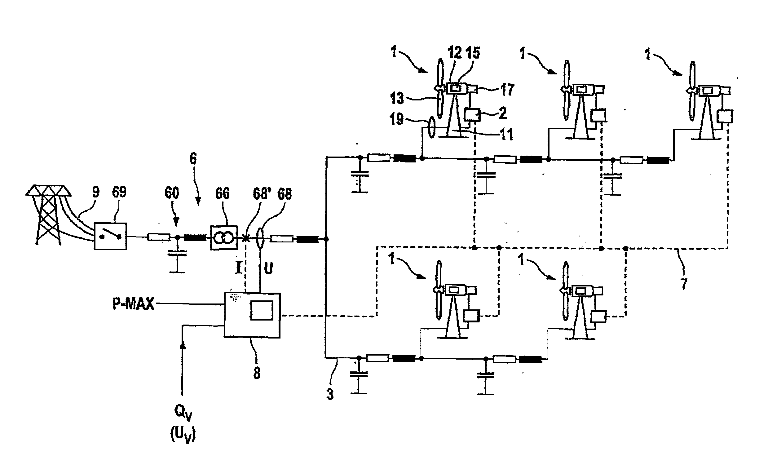 Wind park with voltage regulation of the wind energy systems and operating method