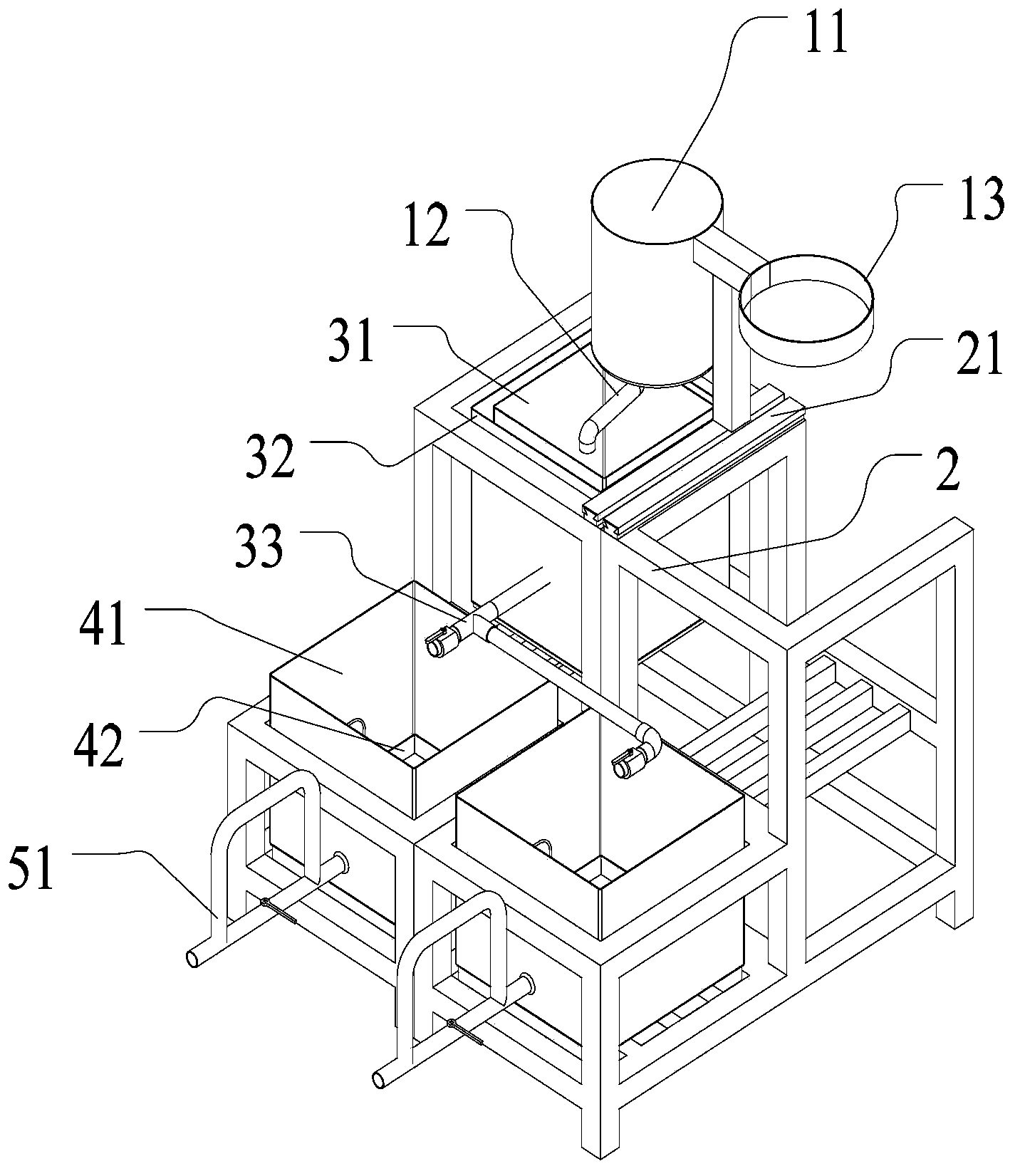 Treatment device for separating polyurethane waste material