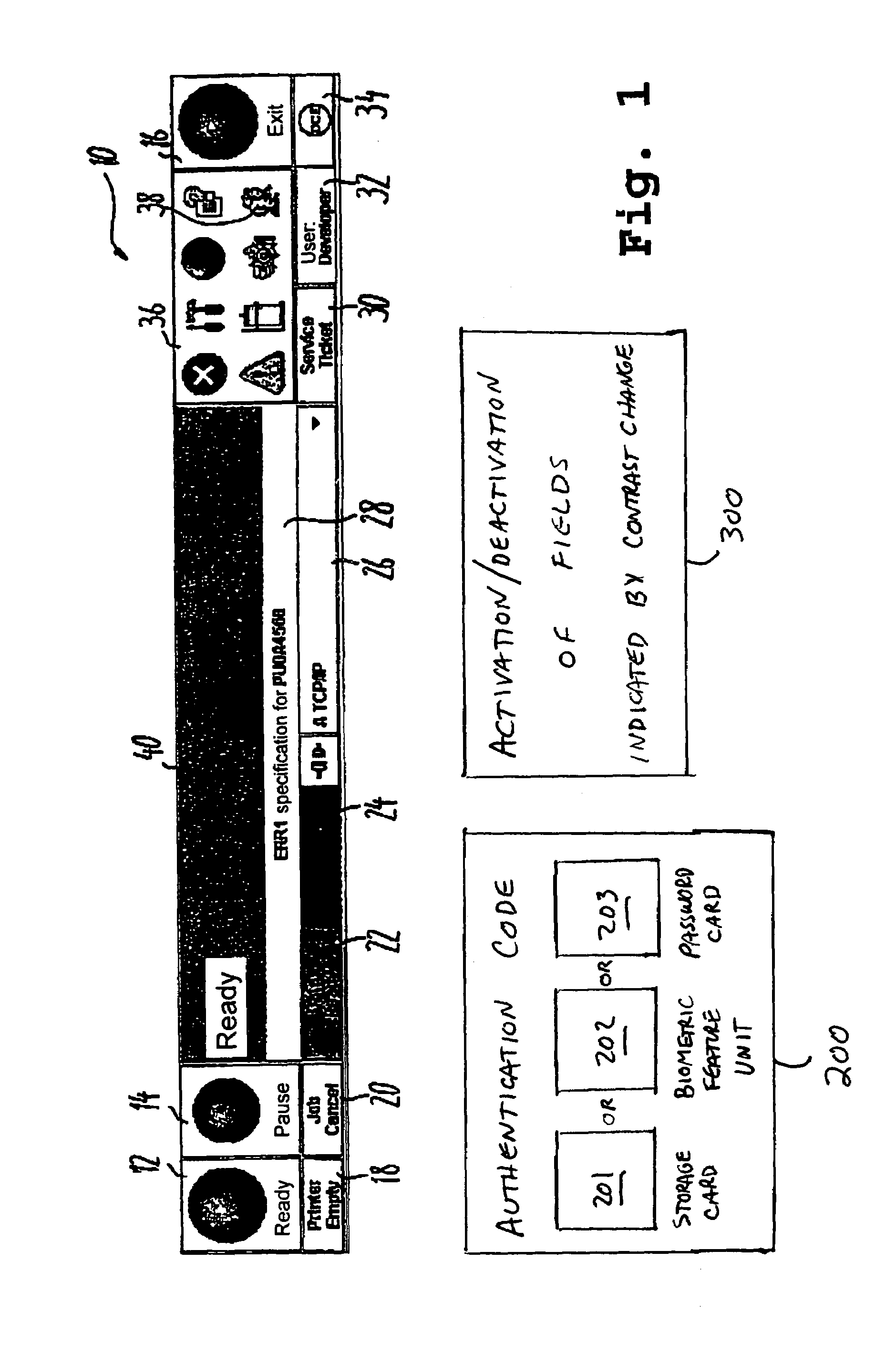 Operating unit with user accounts for an electro-photographic printing system or copying system