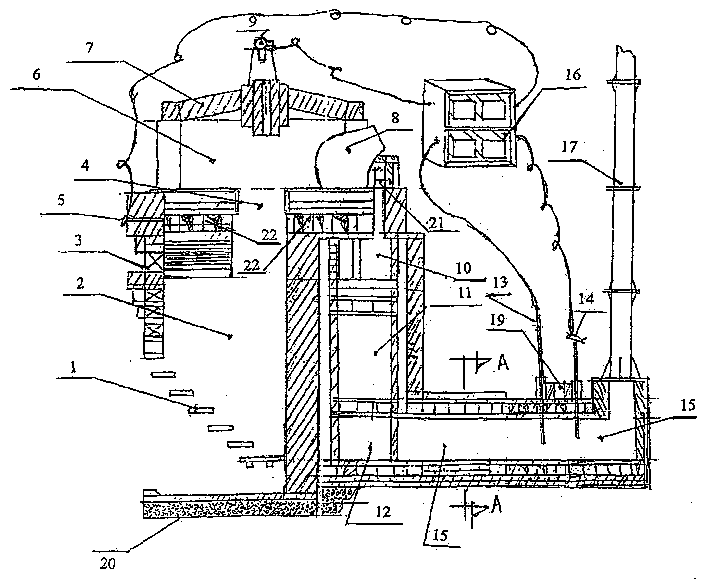 Glass melting crucible furnace with dual flow directions