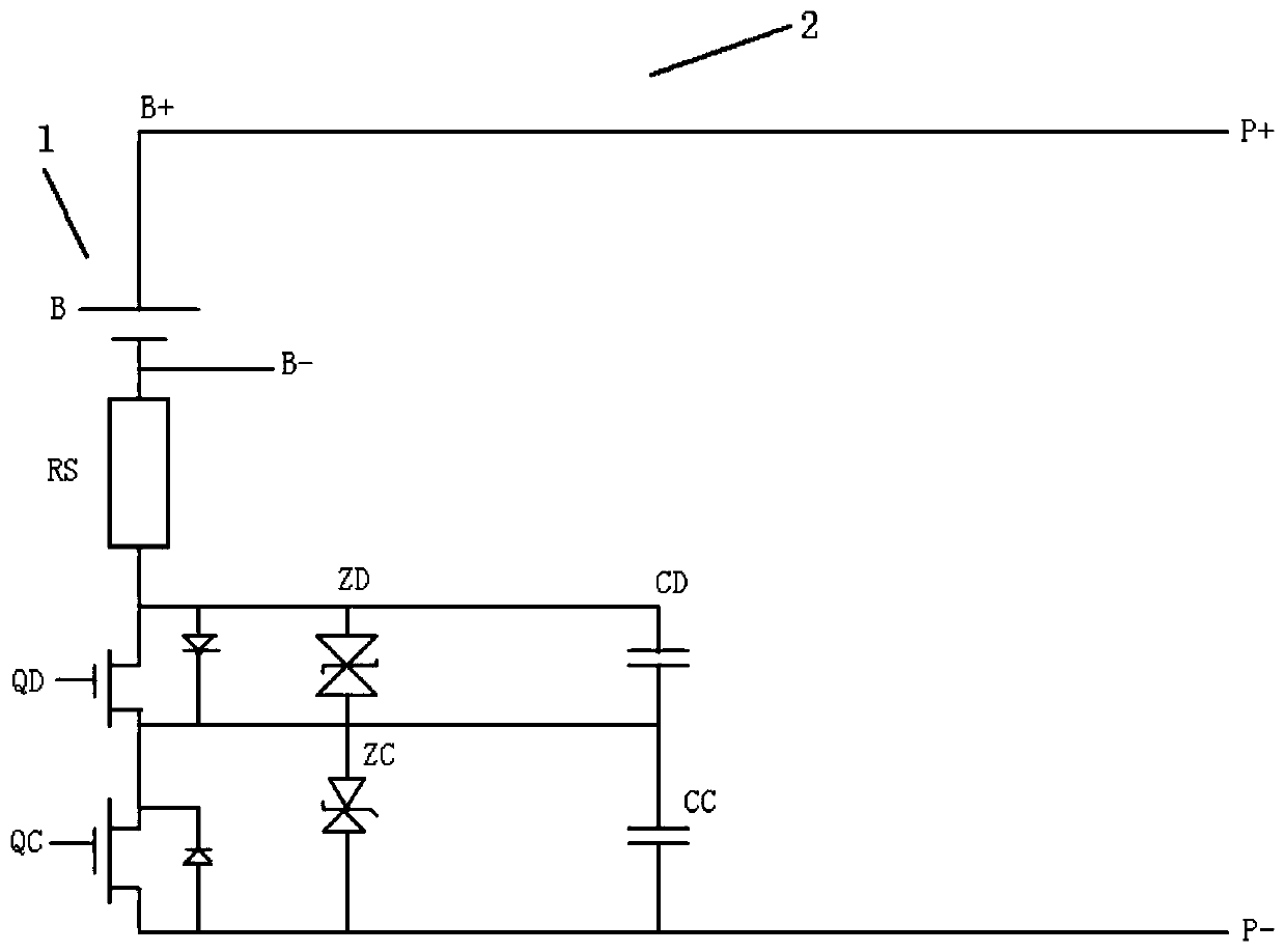 Charging and discharging MOS protection circuit